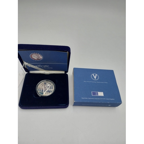 1468 - 2001 Silver Proof Victorian Anniversary Crown in presentation case and with certificate of authentic... 