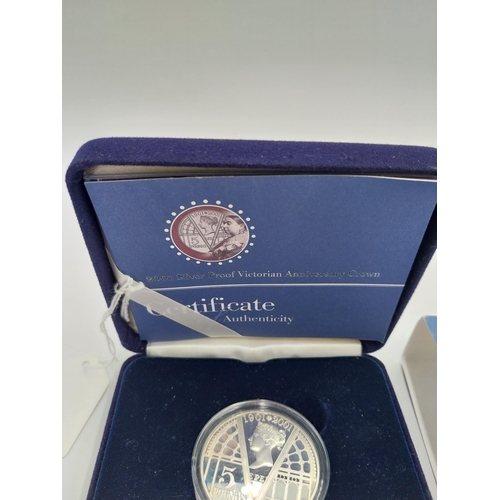 1468 - 2001 Silver Proof Victorian Anniversary Crown in presentation case and with certificate of authentic... 