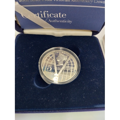 1468 - 2001 Silver Proof Victorian Anniversary Crown in presentation case and with certificate of authentic... 