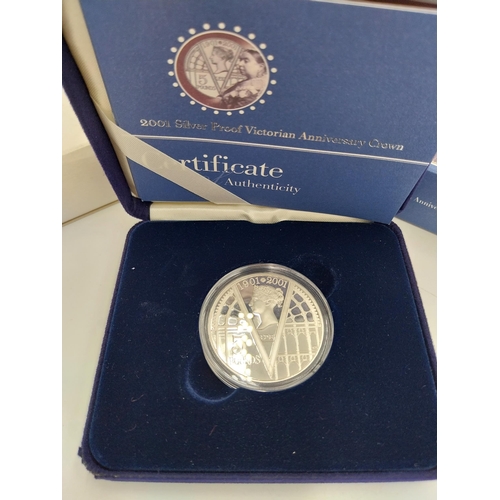 1470 - 2001 Silver Proof Victorian Anniversary Crown in presentation case and with certificate of authentic... 