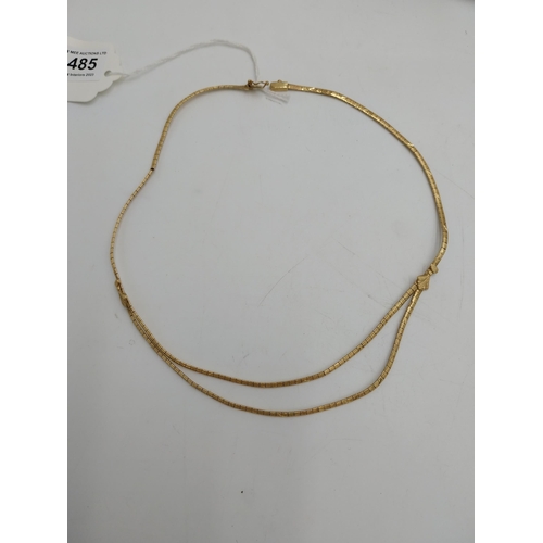 1485 - 14 carat gold snake chain necklace. { stamped 585}. Wt: 11grms. { 45cm L }.