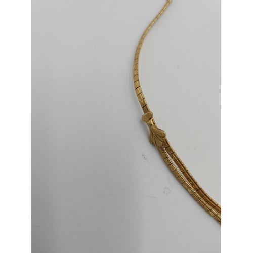 1485 - 14 carat gold snake chain necklace. { stamped 585}. Wt: 11grms. { 45cm L }.