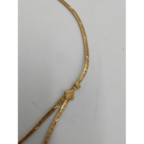 1485 - 14 carat gold snake chain necklace. { stamped 585}. Wt: 11grms. { 45cm L }.