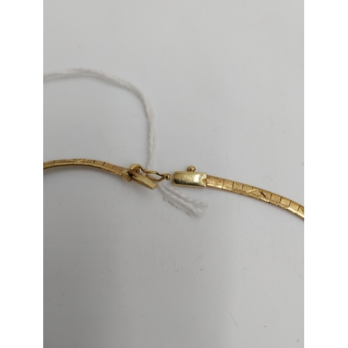 1485 - 14 carat gold snake chain necklace. { stamped 585}. Wt: 11grms. { 45cm L }.