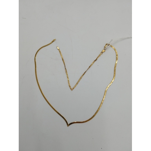 1486 - 18 carat gold snake chain necklace and matching bracelet. Wt: 12grms { Necklace 39cm L, Bracelet 18c... 