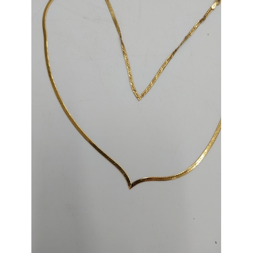 1486 - 18 carat gold snake chain necklace and matching bracelet. Wt: 12grms { Necklace 39cm L, Bracelet 18c... 