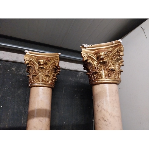 1 - Pair of plaster and marbleised Corinthian columns {244 cm H x 36 cm W x 36 cm D}.