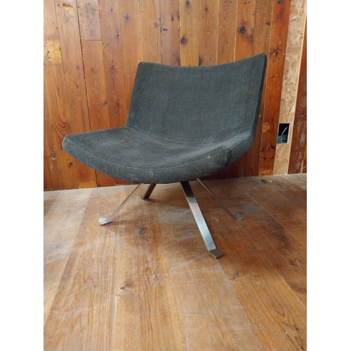 101 - Pair of Italian designer chrome and upholstered easy chairs {74 cm H x 70 cm W x 77 cm D}.