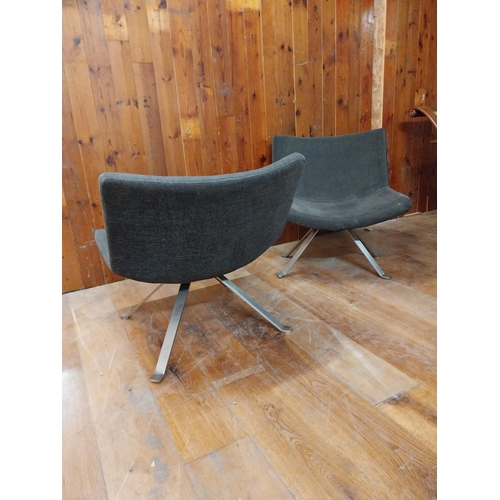 101 - Pair of Italian designer chrome and upholstered easy chairs {74 cm H x 70 cm W x 77 cm D}.