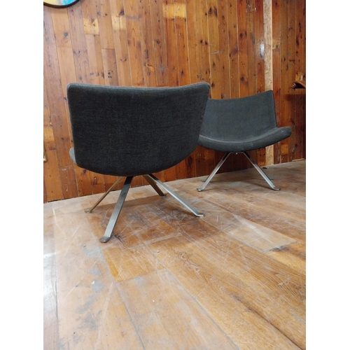 101 - Pair of Italian designer chrome and upholstered easy chairs {74 cm H x 70 cm W x 77 cm D}.