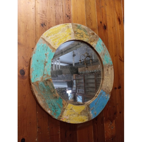 108 - Pair of painted hardwood wall mirrors {60 cm Dia.}.