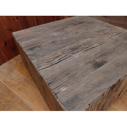 124 - Unusual driftwood coffee table on wheels {42 cm H x 92 cm W x 92 cm D}.