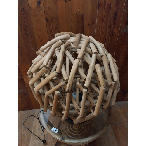 136 - Vintage driftwood table lamp {60 cm H x 54 cm W x 54 cm D}.