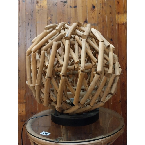 136 - Vintage driftwood table lamp {60 cm H x 54 cm W x 54 cm D}.