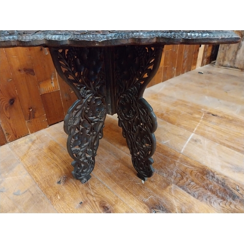 137 - Early 20th C. carved wood lamp table decorate with Ivy leaf {57 cm H x 52 cm W x 52 cm D}.