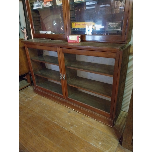 147 - Early 20th C. mahogany Chemist cabinet with four glazed doors {230 cm H x 140 cm W x 40 cm D}.