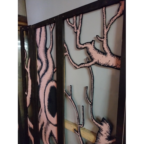 152 - Collection of wall panelling with tree branch design {193 cm H x Approx. 166 cm W x 3 cm D}.