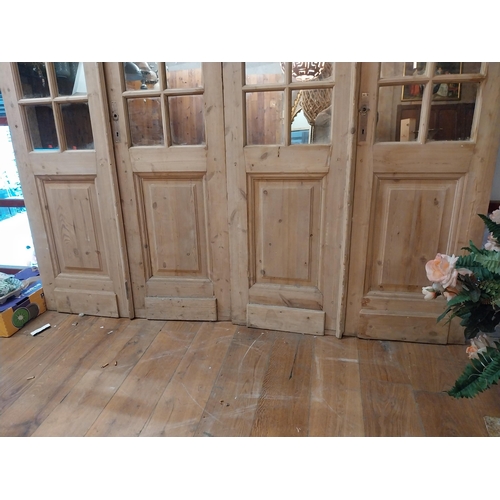 172 - Good quality set of 19th C. stripped pine doors with mirrored panels {271 cm H x 223 cm W x 5 cm D}.