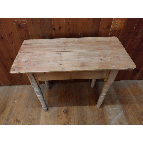 174 - Pine bar - cafe - pub - restaurant table raised on square legs and single stretcher