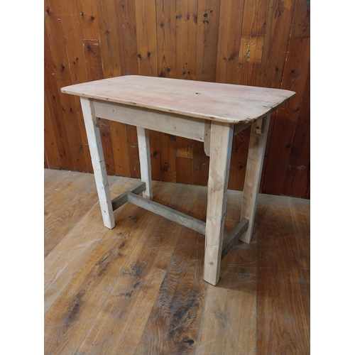 175 - Pine bar - cafe - pub - restaurant table raised on square legs and single stretcher {74 cm H x 88 cm... 