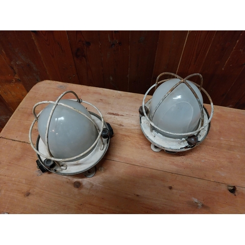 178 - Pair of early 20th C. ships bulk head lights {Approx. 24 cm H x 16 cm W x 16 cm D}.