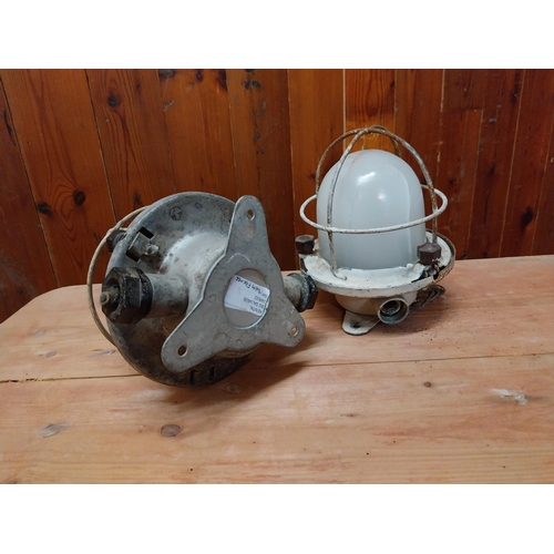 178 - Pair of early 20th C. ships bulk head lights {Approx. 24 cm H x 16 cm W x 16 cm D}.