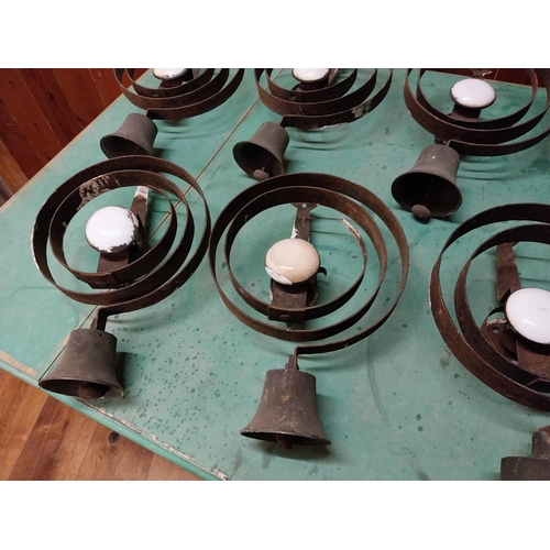 218 - Rare set of nine 19th C. house bells {37 cm H x 23 cm W x 12 cm D}.