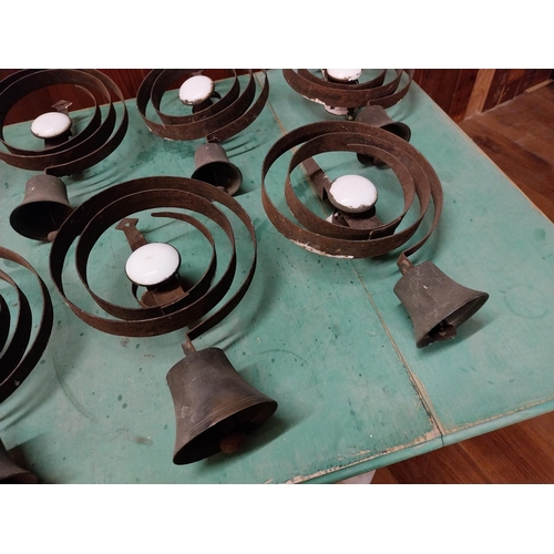 218 - Rare set of nine 19th C. house bells {37 cm H x 23 cm W x 12 cm D}.