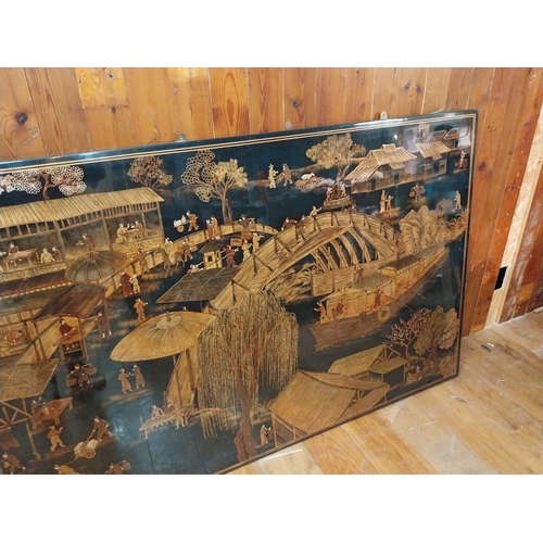 233 - Large decorative Japanese lacquered wall panel {124 cm H x 244 cm W x 2 cm D}.