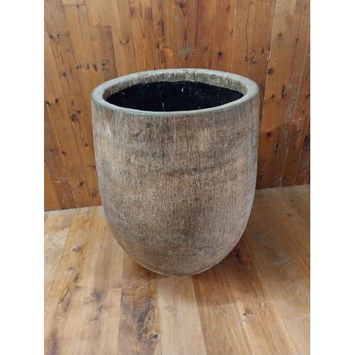 243 - Large Coconut tree urn {134 cm H x 75 cm Dia.}.{100 cm H x 75 cm W x 75 cm D}.