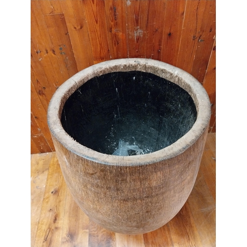 243 - Large Coconut tree urn {134 cm H x 75 cm Dia.}.{100 cm H x 75 cm W x 75 cm D}.