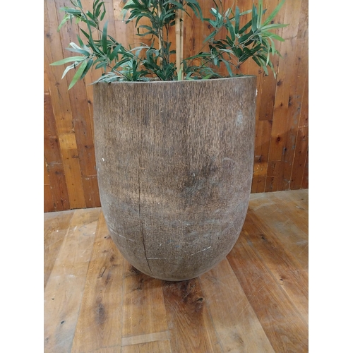 244 - Large Coconut tree urn {99 cm H x 73 cm W x 73 cm D}.