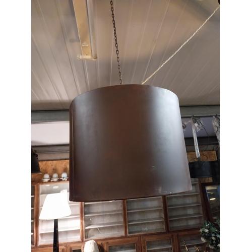 254 - Good quality painted metal and copperised light shade {30 cm H x 40 cm W x 40 cm D}.