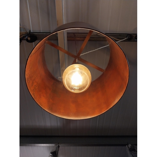 254 - Good quality painted metal and copperised light shade {30 cm H x 40 cm W x 40 cm D}.