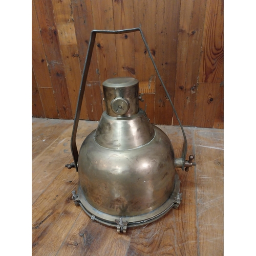 275 - Rare early 20th C. brass ships search light {57 cm H x 50 cm W x 50 cm D}.