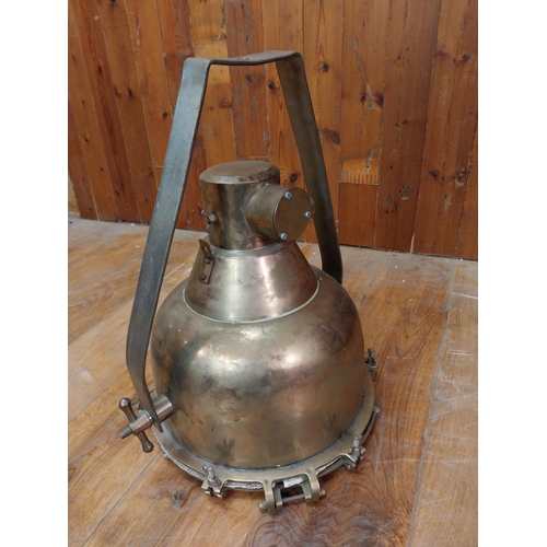 275 - Rare early 20th C. brass ships search light {57 cm H x 50 cm W x 50 cm D}.