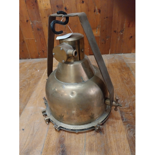 276 - Rare early 20th C. brass ships search light {57 cm H x 50 cm W x 50 cm D}.