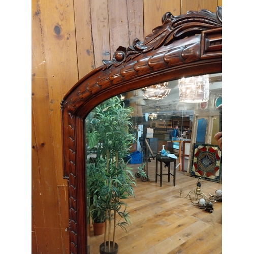 277 - Good quality carved mahogany wall mirror in the Victorian style {181 cm H x 140 cm W x 12 cm D}.