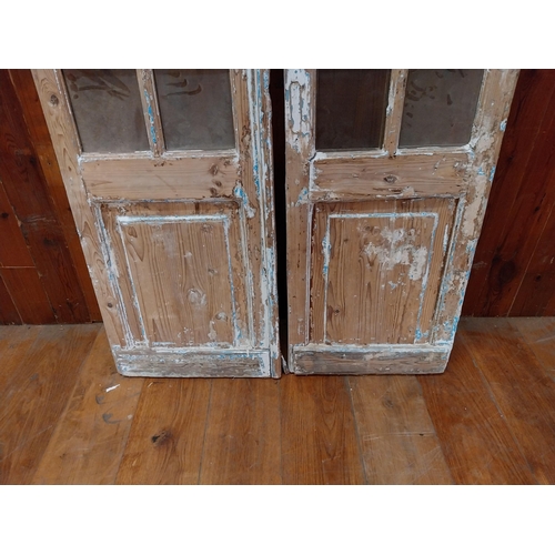 311 - Pair of 19th C. painted pine glazed doors {116 cm H x 94 cm W x 6 cm D}.