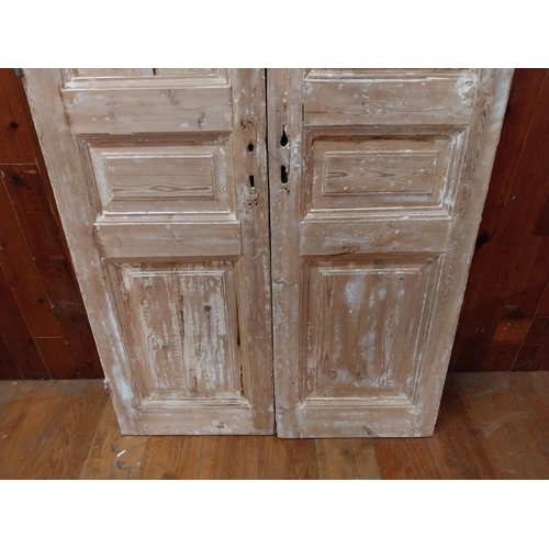 312 - Pair of 19th C. stripped pine panelled doors {237 cm H x 110 cm W x 5 cm D}.