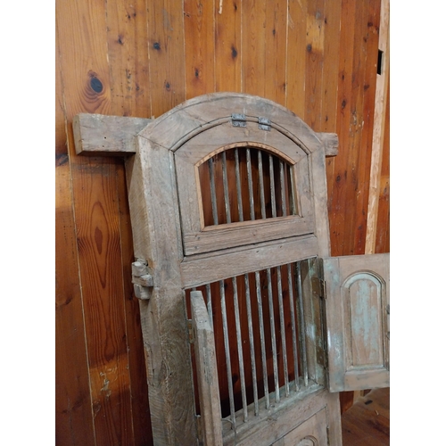 322 - Early 19th C. hardwood window frame with iron bars {170 cm H x 99 cm W x 12 cm D}.