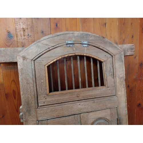 322 - Early 19th C. hardwood window frame with iron bars {170 cm H x 99 cm W x 12 cm D}.