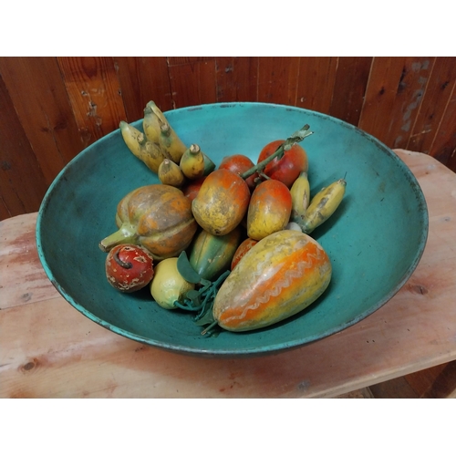 331 - Painted metal fruit bowl - fruit not included {16 cm H x 47 cm W x 47 cm D}.