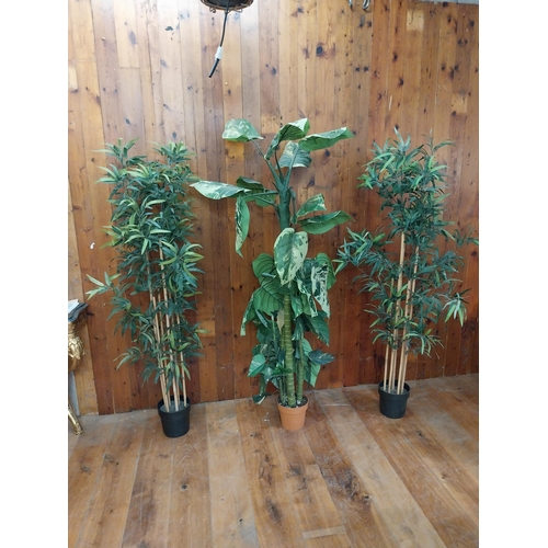 341 - Three artificial plants {180 cm H x 60 cm W x 60 cm D}.