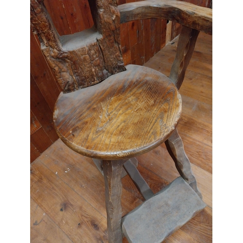 343 - Carved hardwood armchair {180 cm H x 60 cm W x 61 cm D}.