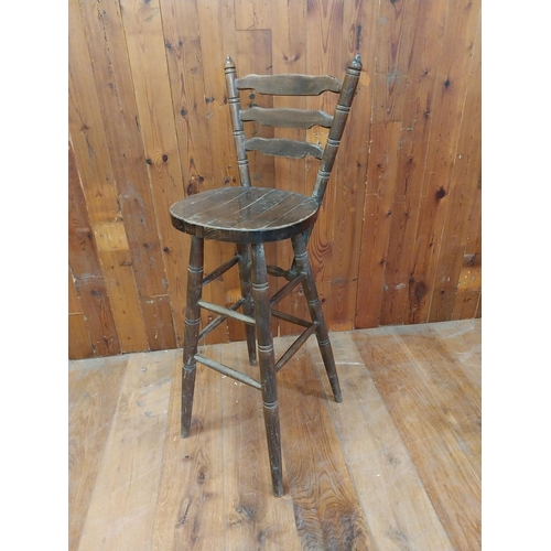 347 - Stained pine Country Bar - Pub stool {113 cm H x 43 cm W x 44 cm D}.