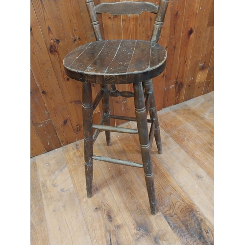 347 - Stained pine Country Bar - Pub stool {113 cm H x 43 cm W x 44 cm D}.