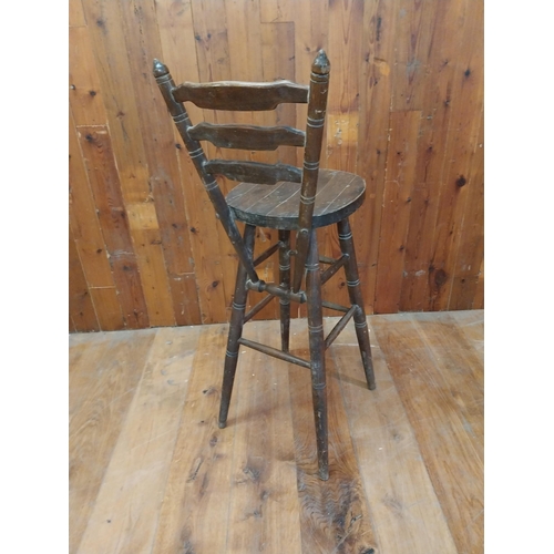 347 - Stained pine Country Bar - Pub stool {113 cm H x 43 cm W x 44 cm D}.