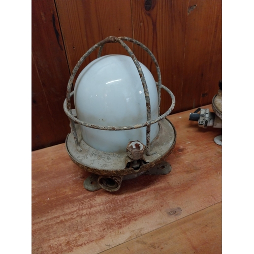 365 - Pair of early 20th C. ships bulk head lights {Approx. 24 cm H x 16 cm W x 16 cm D}.