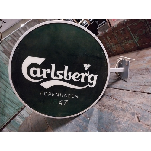 386 - Carlsberg beer Copenhagen 47 double sided light up advertising sign {70 cm H x 83 cm W x 9 cm D}.